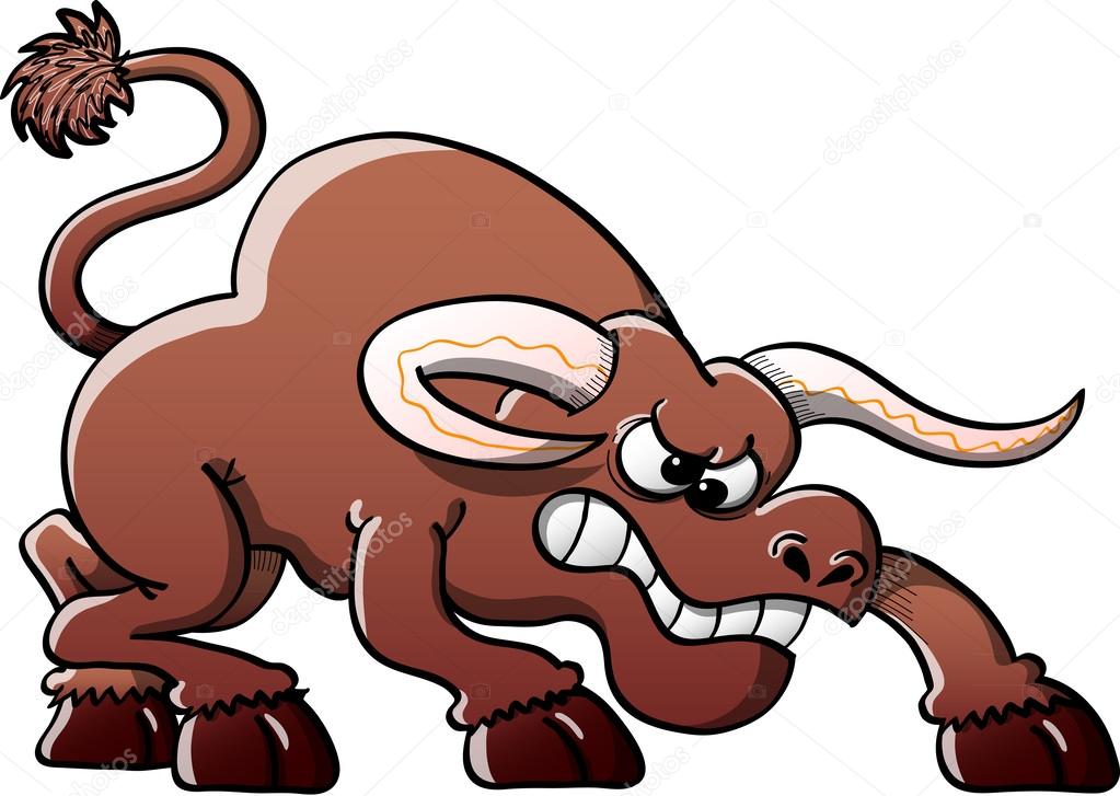 Furious brown bull
