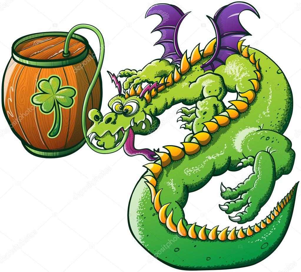 Dragon drinking beer