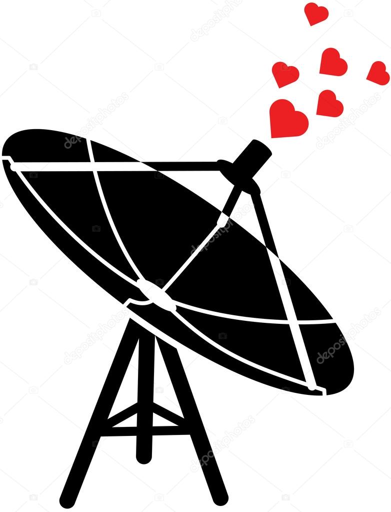 Telecommunications antenna emitting red hearts