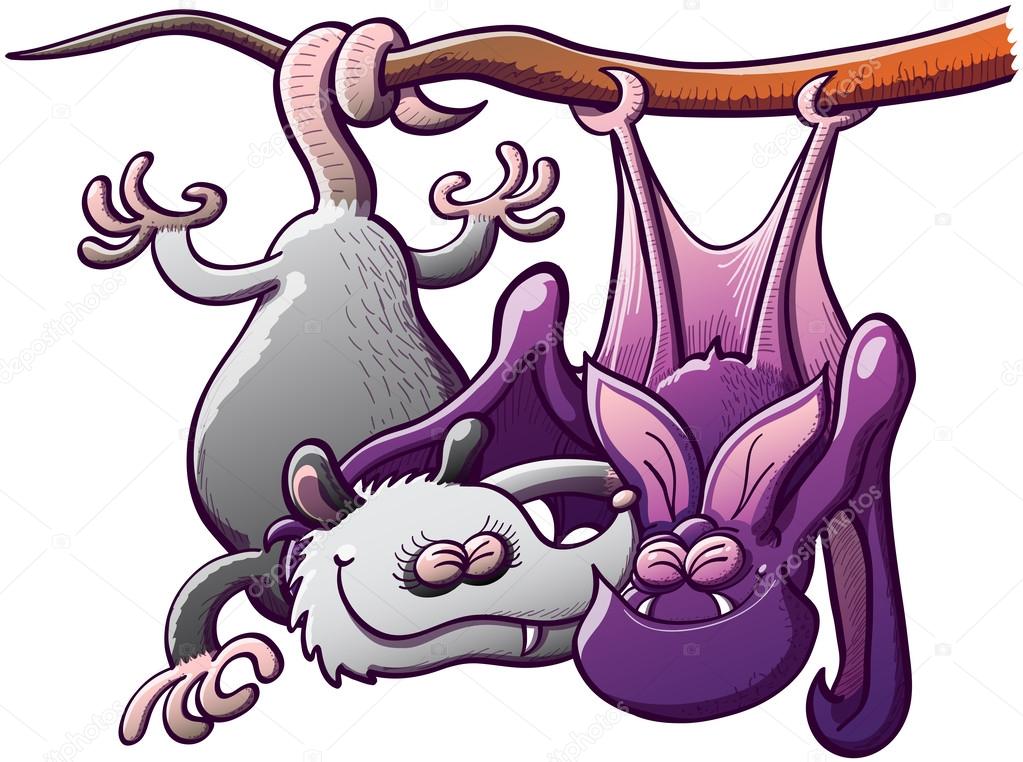 Opossum and  bat in love