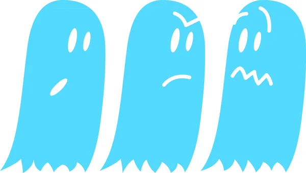 Three blue ghosts — Stock Vector