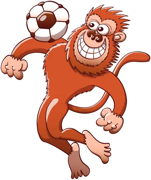 Monkey met voetbal — Stockvector