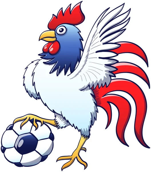 Rooster with  soccer ball — Stock Vector