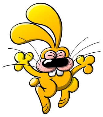 Uzun kulakları ile serin sarı bunny