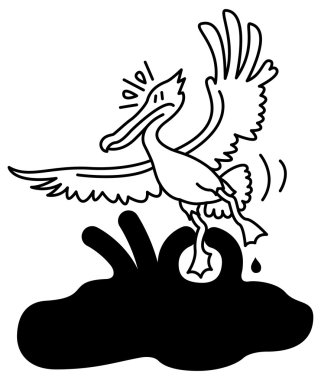 Pelican trying to fly clipart