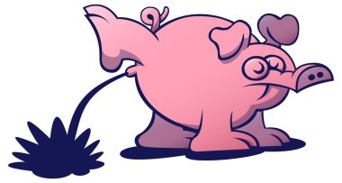 Pink pig with long snout clipart