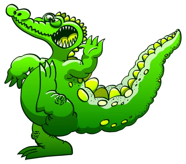 Funny green alligator — Stock Vector