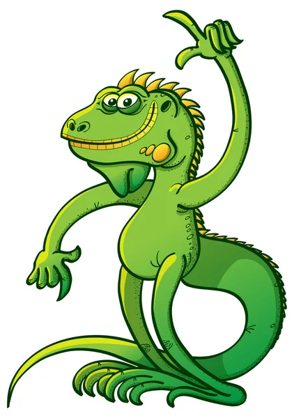 Cool green iguana posing and raising — Stock Vector