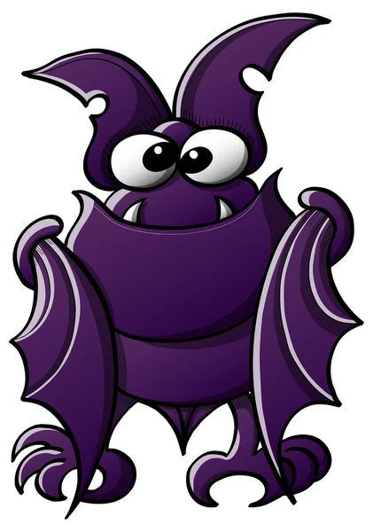 Cute little bat with purple fur — Stock Vector