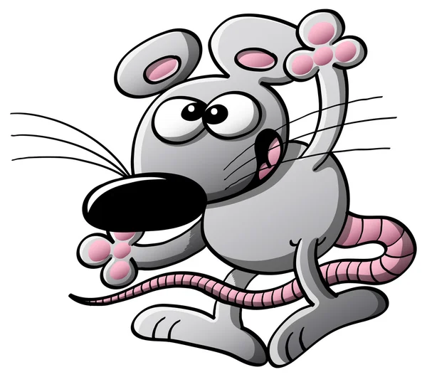 Cool gray mouse with big ears — Stock Vector