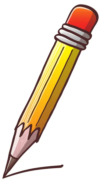 Yellow wooden pencil with red eraser — Stock Vector