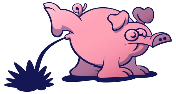 Cerdo rosado con hocico largo — Vector de stock