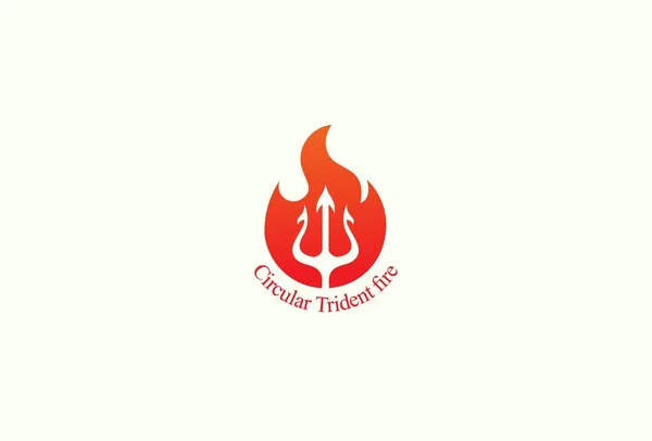 Okrągły Trójząb Ognia Logo Ekskluzywny Projekt Inspiracji — Zdjęcie stockowe