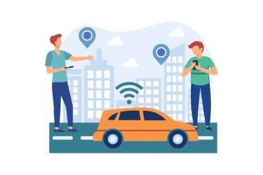 otonom taksi illüstrasyonu özel tasarım ilham