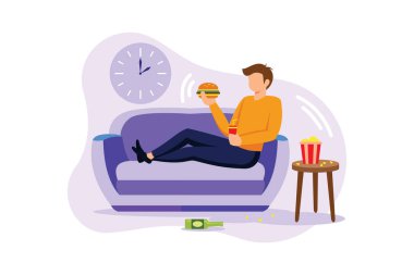 Pasif yaşam tarzı illüstrasyon özel tasarımı