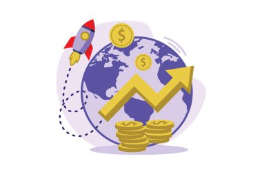 Ekonomik gelişim illüstrasyonu özel tasarım ilham