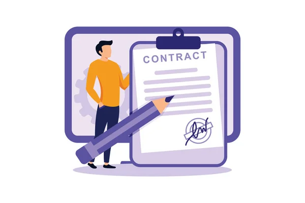 Electronic Contract Illustration Exclusive Design Inspiration — Stock Vector