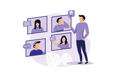 Çevrimiçi buluşma illüstrasyonu özel tasarım ilhamı