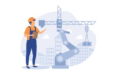 Robotik inşaat illüstrasyonu özel tasarım ilham kaynağı