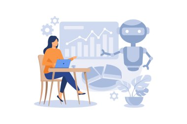 Robotik süreç otomasyon illüstrasyon özel tasarım ilham