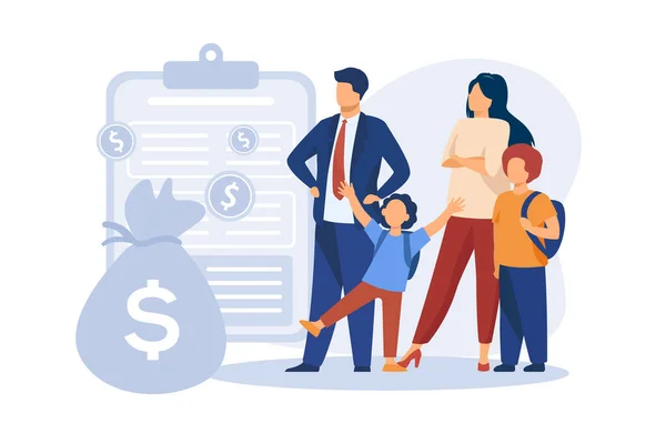 Rodinný Příspěvek Plochý Vektor Ilustrace Rodinná Daňová Úleva Úhrada Dítě — Stockový vektor