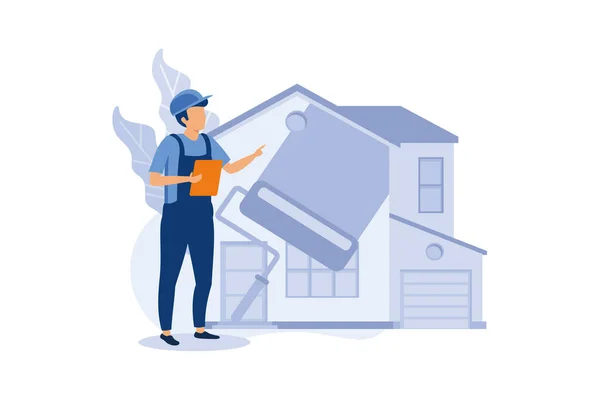 Home Repair Service Grupa Inżynierów Budownictwa Narzędziami Budowlanymi Praca Domu — Wektor stockowy