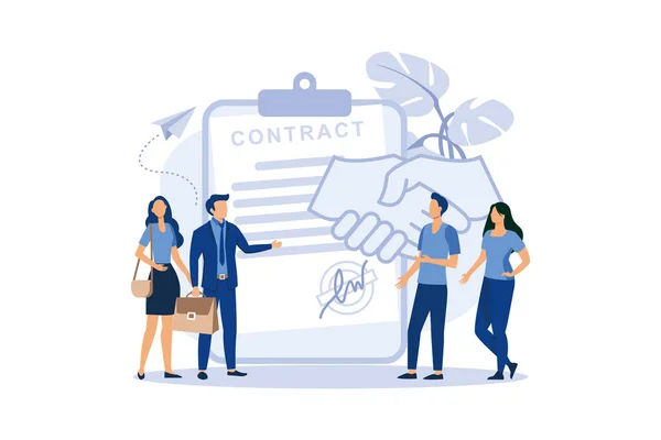 Handdruk Sluiting Van Een Contract Succesvol Partnerschap Samenwerking Plat Modern — Stockvector