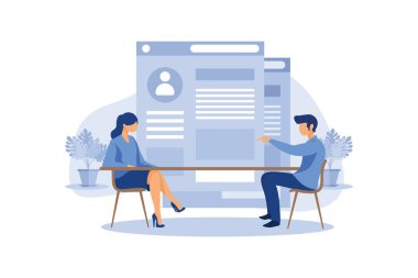 Formu küçük insanlar dolduruyor, web pankartları için modern konsept, bilgi grafikleri, web siteleri, basılı ürünler, özgeçmişleri doldurmak, çalışanları işe almak düz, modern tasarım illüstrasyonu