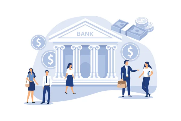 Bankovní Budova Bílém Pozadí Bankovní Financování Směnárna Finanční Služby Bankomat — Stockový vektor