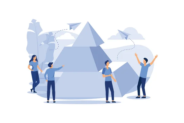 Pessoas Conectam Elementos Pirâmide Símbolo Trabalho Equipe Cooperação Parceria Avanço — Vetor de Stock