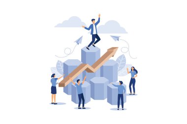 Sanal iş asistanı. Takım çalışması performans, beyin fırtınası, kart yatırım yönetimi. Düz modern tasarım illüstrasyonuna yatırım yapmak Premium Vektör