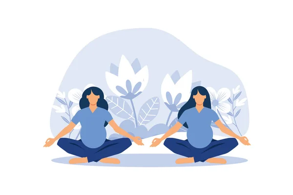 Yoga Ciała Korzyści Zdrowotne Umysł Emocje Kobieta Ciąży Jodze Pozuje — Wektor stockowy