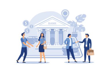 Taşınabilir bankacılık tasarrufu çevrimiçi düz vektör illüstrasyonu ile gelecekteki yatırımlar için mali tasarrufu yönet