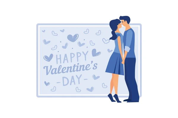 恋爱中的夫妻情人节快乐 二月十四日是所有情人的日子 适用于装饰海报 小册子 明信片 传单的平面图 — 图库矢量图片