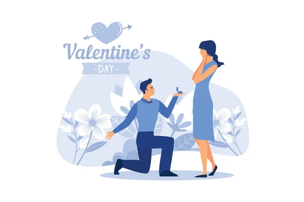Zamilovaný Pár Šťastného Valentýna Února Den Všech Milenců Grafiky Vhodné — Stockový vektor