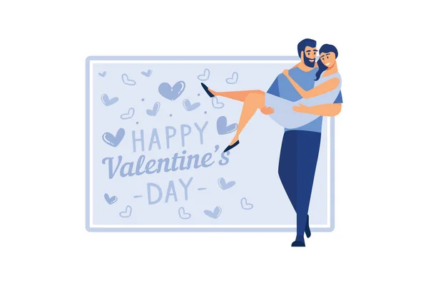 Verliefd Stel Fijne Valentijnsdag Februari Dag Van Alle Geliefden Graphics — Stockvector