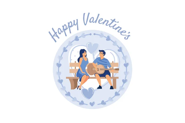 Szerelmes Pár Boldog Valentin Napot Február Szerelmesek Napja Plakátok Brosúrák — Stock Vector