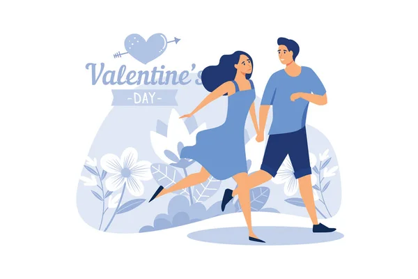 Verliefd Stel Fijne Valentijnsdag Februari Dag Van Alle Geliefden Graphics — Stockvector