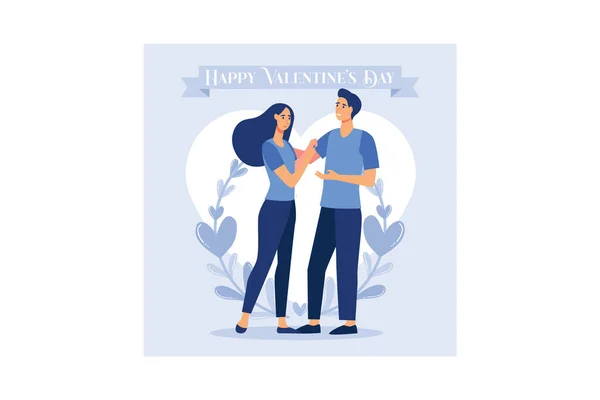 Pareja Enamorada Feliz Día San Valentín Febrero Día Todos Los — Vector de stock