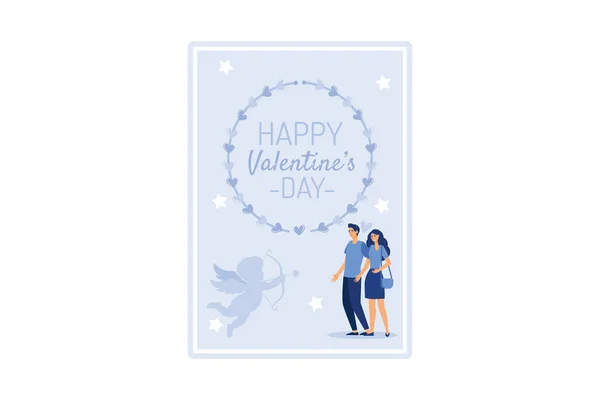 Casal Apaixonado Feliz Dia Dos Namorados Fevereiro Dia Todos Amantes — Vetor de Stock