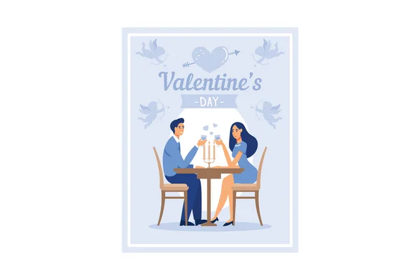 Feliz Dia Dos Namorados Encontro Homem Mulher Flor Valentine Dia — Vetor de Stock