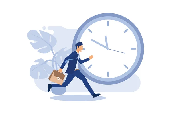 Zakelijk Concept Van Deadline Time Management Angst Laat Komen Zakenman — Stockvector