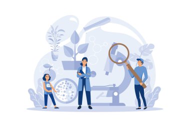 Biology class The student studies social natural sciences of school education illustration