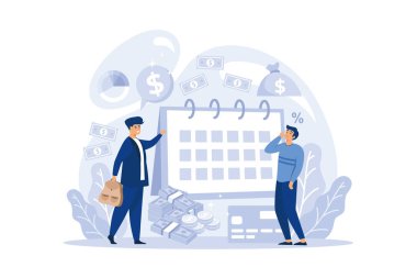 Encashment or collector concept. Money collecting and transporation. Professional truck security in bulletproof uniform. flat design modern illustration