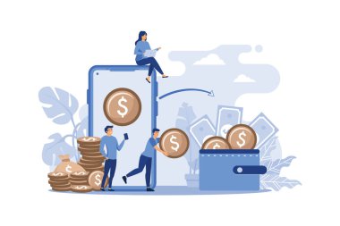 	Financial transactions, non-cash payment transactions. Pos-terminal and payment systems, currency, coins, NFC payment system. flat design modern illustration