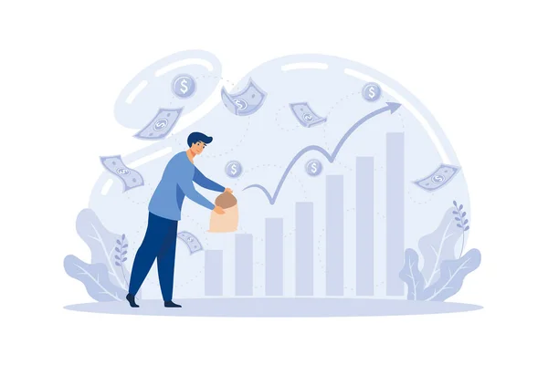 Investment Saving Money Finance Growth Business Concept Metaphor Analyzes Charts — Wektor stockowy