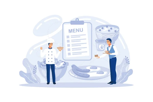 Waiter Concept Restaurant Staff Uniform Catering Service Table Setting Customer —  Vetores de Stock