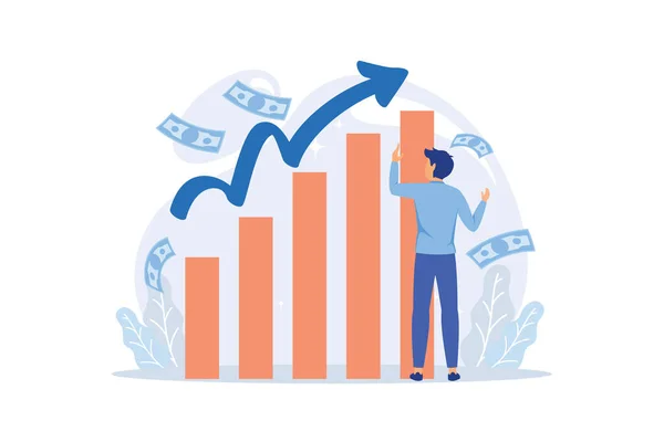 Profitable Investment Funding Flat Vector Illustration Stock Market Income Successful — Wektor stockowy