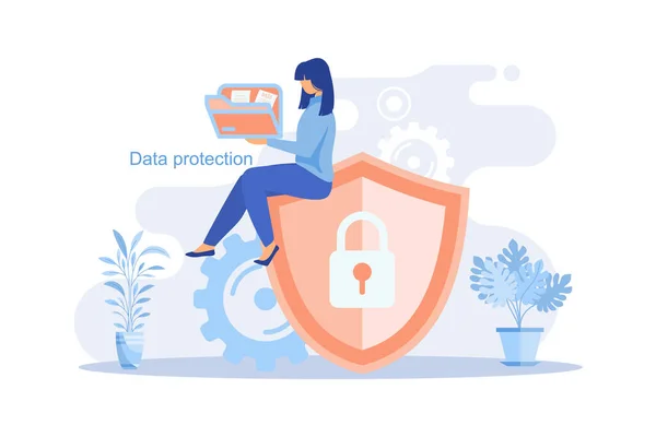 Proteção Dados Conceito Para Página Web Banner Apresentação Mídia Social —  Vetores de Stock