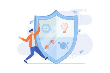 Gizli bir iletişim. Güven, güven verici ortaklıklar, mahkumiyet. Fikir mülkiyetinin korunması. Gizli veri düz vektör modern tasarım çizimi